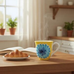 Starbucks Barista Hand-Painted Mug with Yellow Rim